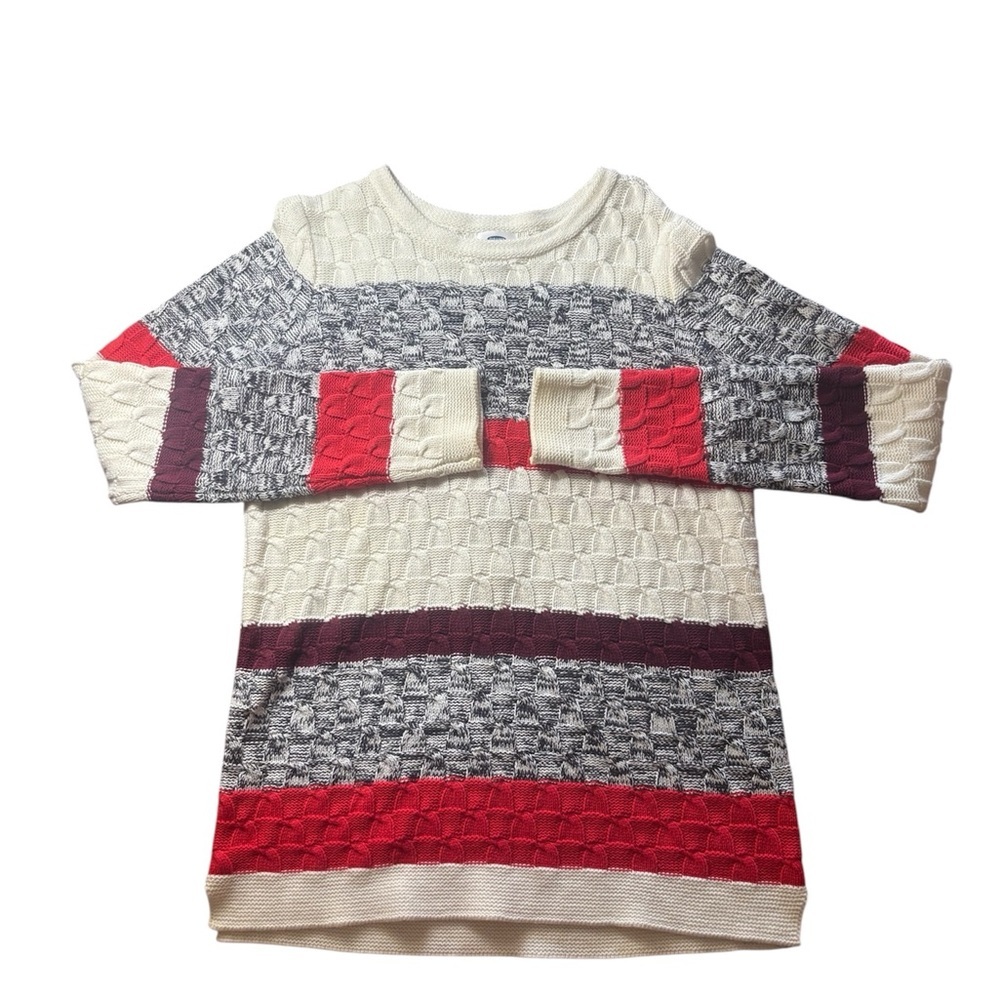 Old Navy Striped Cable Knit Crewneck Sweater
